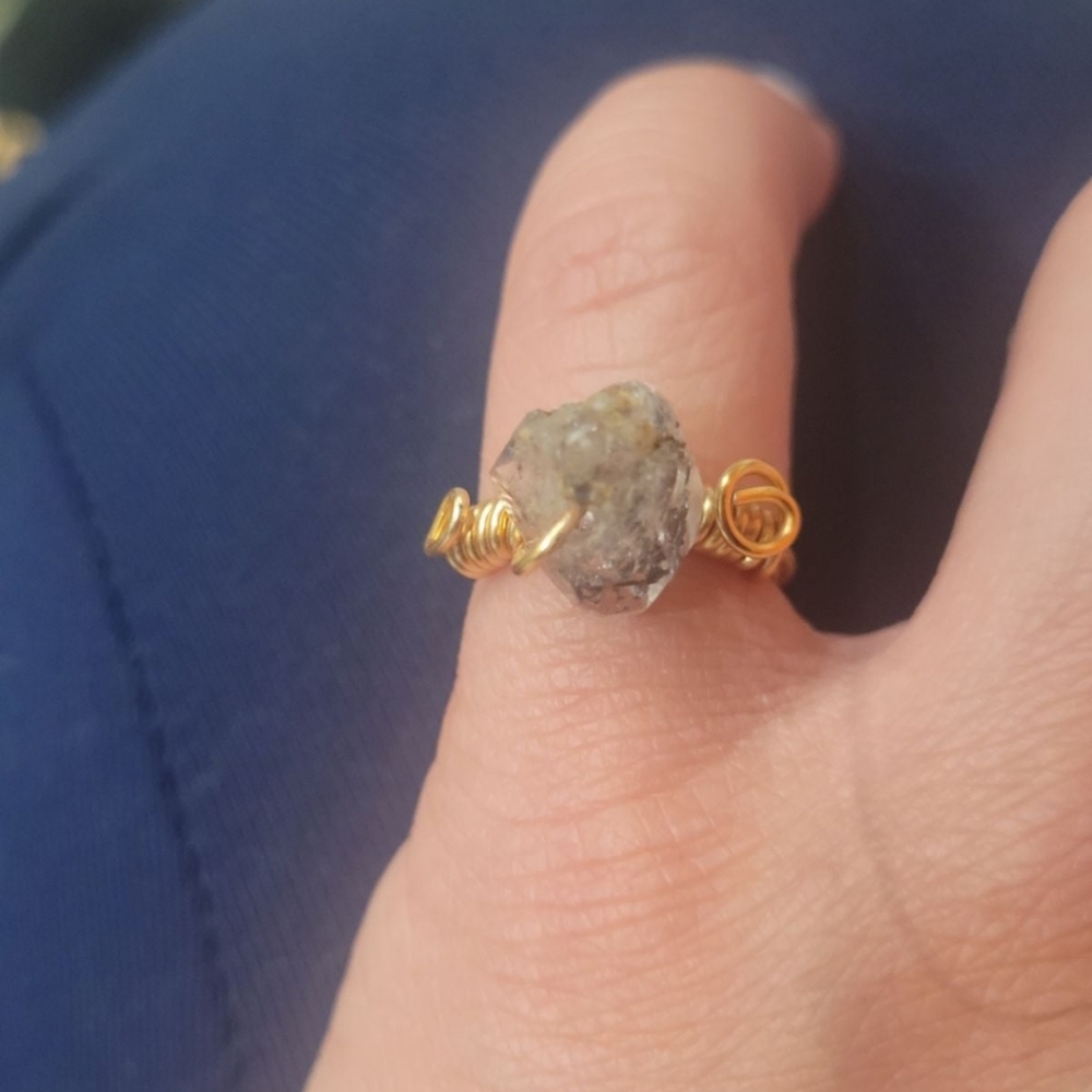 Size 2 Herkimer Diamond Wire Wrapped Ring